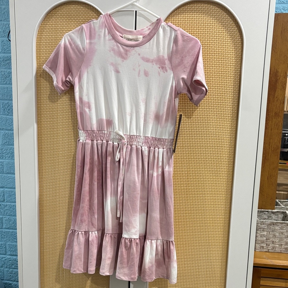 Charming Pink and White Kids Casual Dress